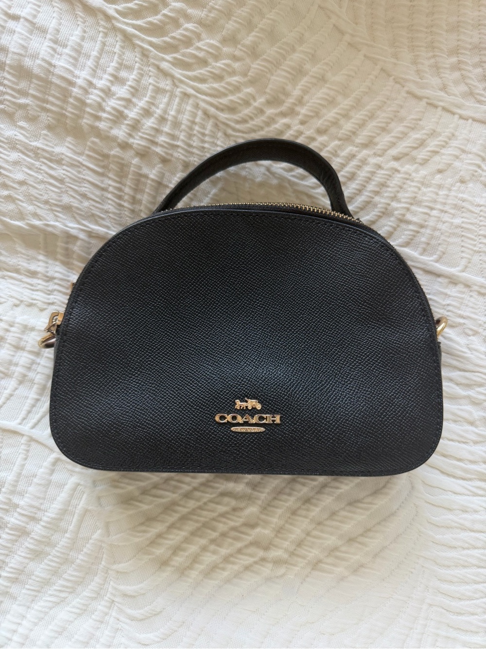 Coach Black Dome Crossbody with Gold Logo